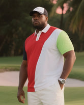 Simple Colorblock Daily Casual Short-sleeved POLO Trousers Suit Men's Plus Size